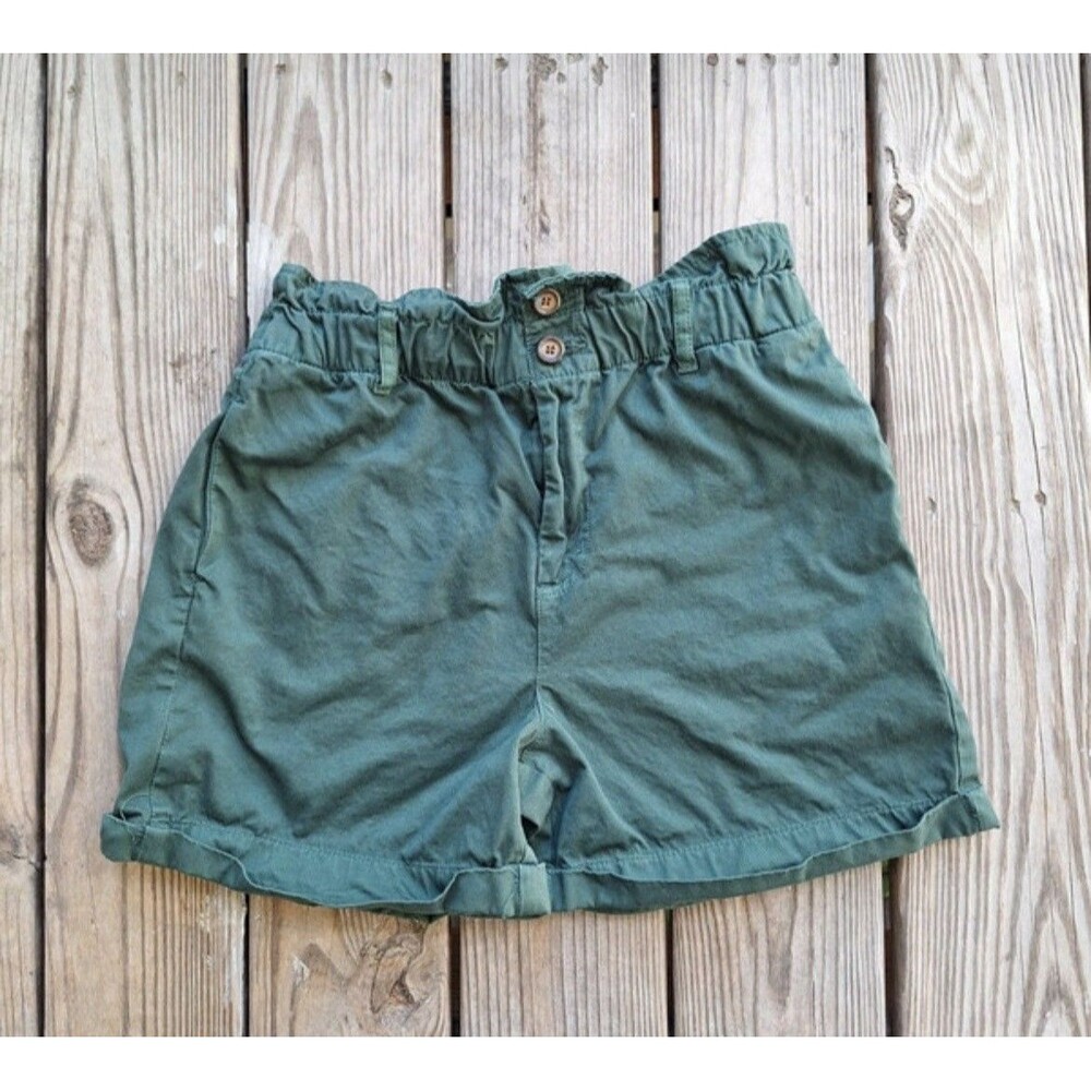 Women’s Medicine Large Green Paper Bag Shorts High Waist Cotton Pockets